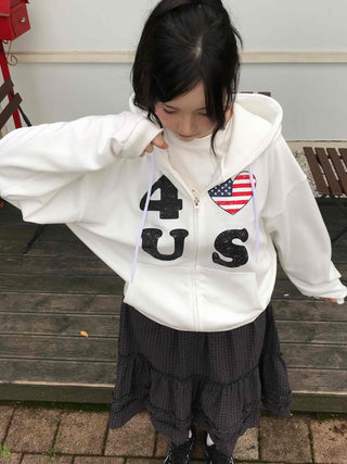Oversized For U S American Flag Zip-up Hoodie