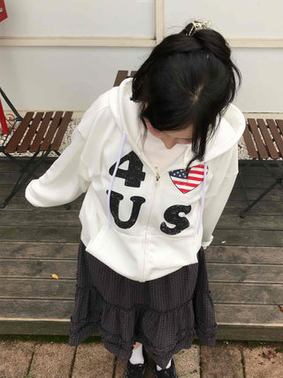 Oversized For U S American Flag Zip-up Hoodie