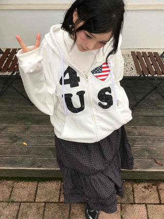 Oversized For U S American Flag Zip-up Hoodie