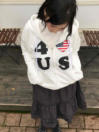 Oversized For U S American Flag Zip-up Hoodie