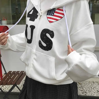 Oversized For U S American Flag Zip-up Hoodie