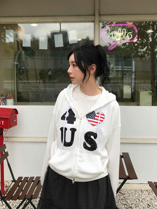 Oversized For U S American Flag Zip-up Hoodie