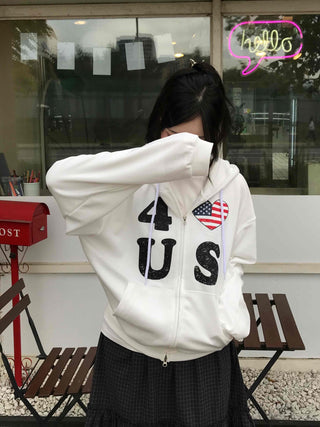 Oversized For U S American Flag Zip-up Hoodie