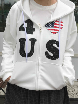 Oversized For U S American Flag Zip-up Hoodie