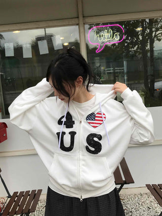 Oversized For U S American Flag Zip-up Hoodie