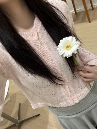 Ramo Flower Lace Punching Cardigan