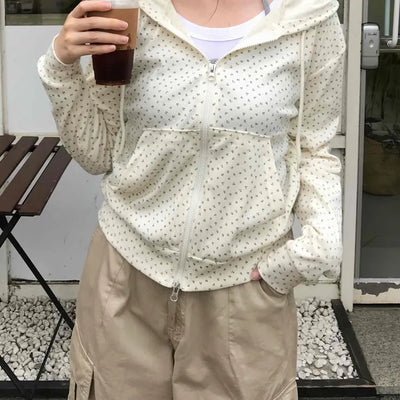 Pure Flower Round Neck Zip-up Hoodie