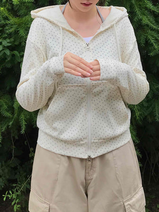 Pure Flower Round Neck Zip-up Hoodie