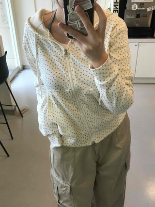 Pure Flower Round Neck Zip-up Hoodie