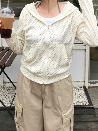 Pure Flower Round Neck Zip-up Hoodie