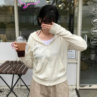 Pure Flower Round Neck Zip-up Hoodie