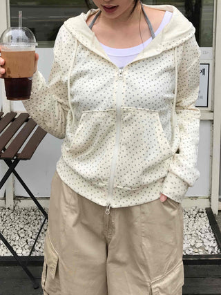 Pure Flower Round Neck Zip-up Hoodie