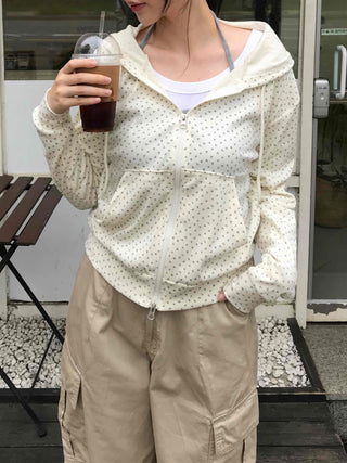 Pure Flower Round Neck Zip-up Hoodie