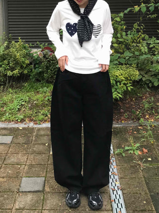 Side Pintuck Hem Snap Wide Long Pants