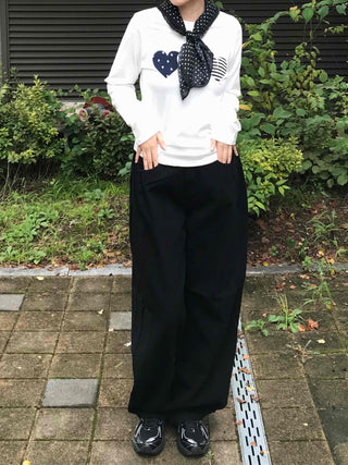 Side Pintuck Hem Snap Wide Long Pants