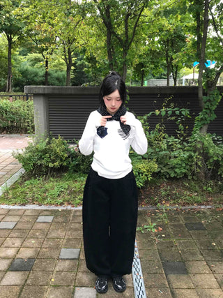 Side Pintuck Hem Snap Wide Long Pants
