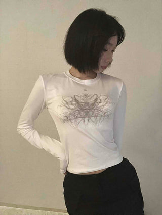 Unique Hip Skull Print Long Sleeve T-shirt