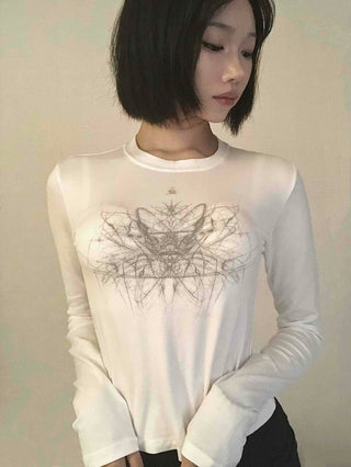 Unique Hip Skull Print Long Sleeve T-shirt