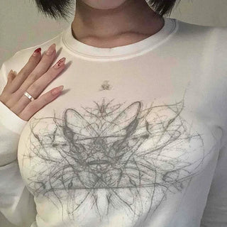Unique Hip Skull Print Long Sleeve T-shirt