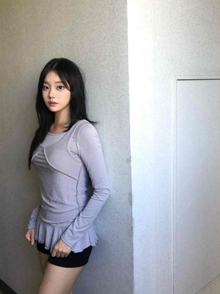 Layered Frill Long Sleeve T-shirt
