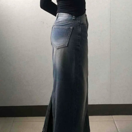 Simple Trendy Denim Long Skirt