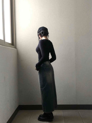 Simple Trendy Denim Long Skirt