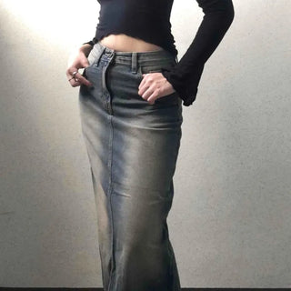 Simple Trendy Denim Long Skirt