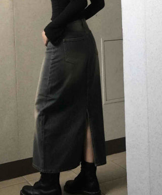 Simple Trendy Denim Long Skirt