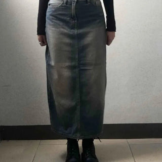 Simple Trendy Denim Long Skirt