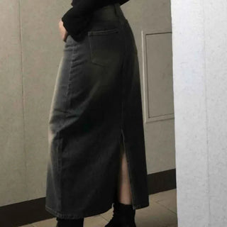 Simple Trendy Denim Long Skirt