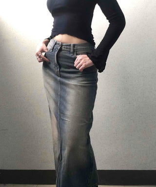 Simple Trendy Denim Long Skirt