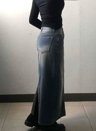 Simple Trendy Denim Long Skirt