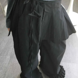 Street Pleated Layered Oversized Wide Long Pants