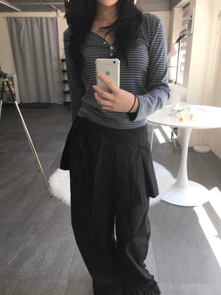 Street Pleated Layered Oversized Wide Long Pants