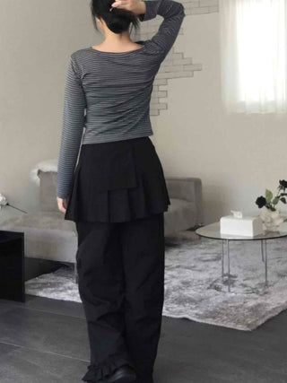 Street Pleated Layered Oversized Wide Long Pants