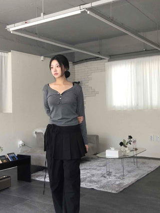 Street Pleated Layered Oversized Wide Long Pants