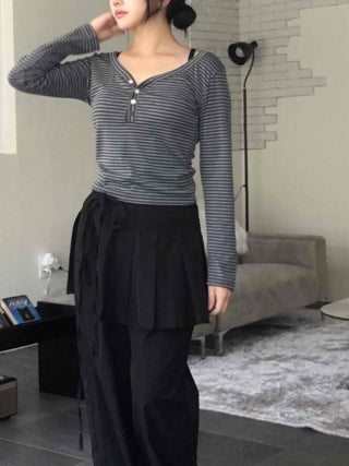 Street Pleated Layered Oversized Wide Long Pants
