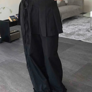 Street Pleated Layered Oversized Wide Long Pants