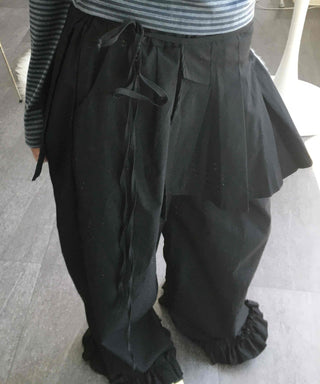 Street Pleated Layered Oversized Wide Long Pants