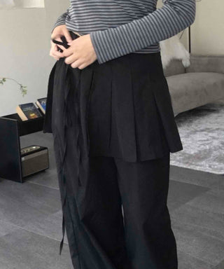 Street Pleated Layered Oversized Wide Long Pants
