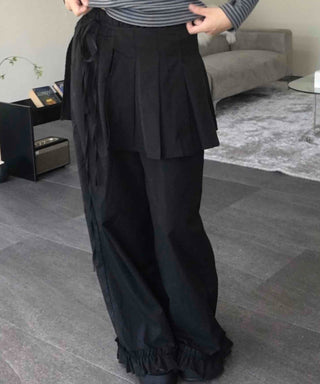 Street Pleated Layered Oversized Wide Long Pants