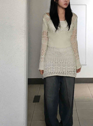 Bohemian knit mini dress