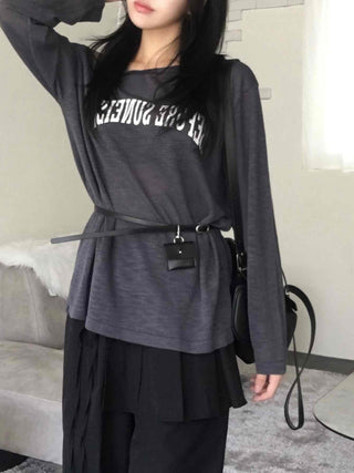 Natural Strap Off-Shoulder Long-Sleeve T-Shirt