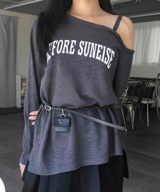 Natural Strap Off-Shoulder Long-Sleeve T-Shirt