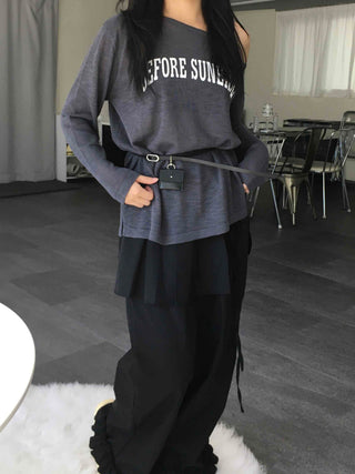 Natural Strap Off-Shoulder Long-Sleeve T-Shirt