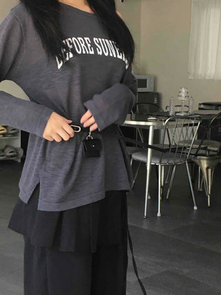 Natural Strap Off-Shoulder Long-Sleeve T-Shirt