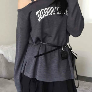 Natural Strap Off-Shoulder Long-Sleeve T-Shirt
