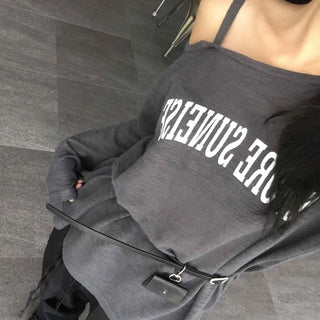 Natural Strap Off-Shoulder Long-Sleeve T-Shirt