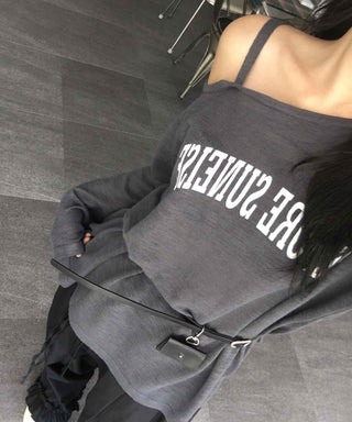Natural Strap Off-Shoulder Long-Sleeve T-Shirt