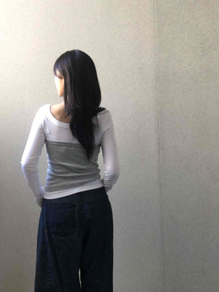Halter Neck Layered Long Sleeve T-shirt